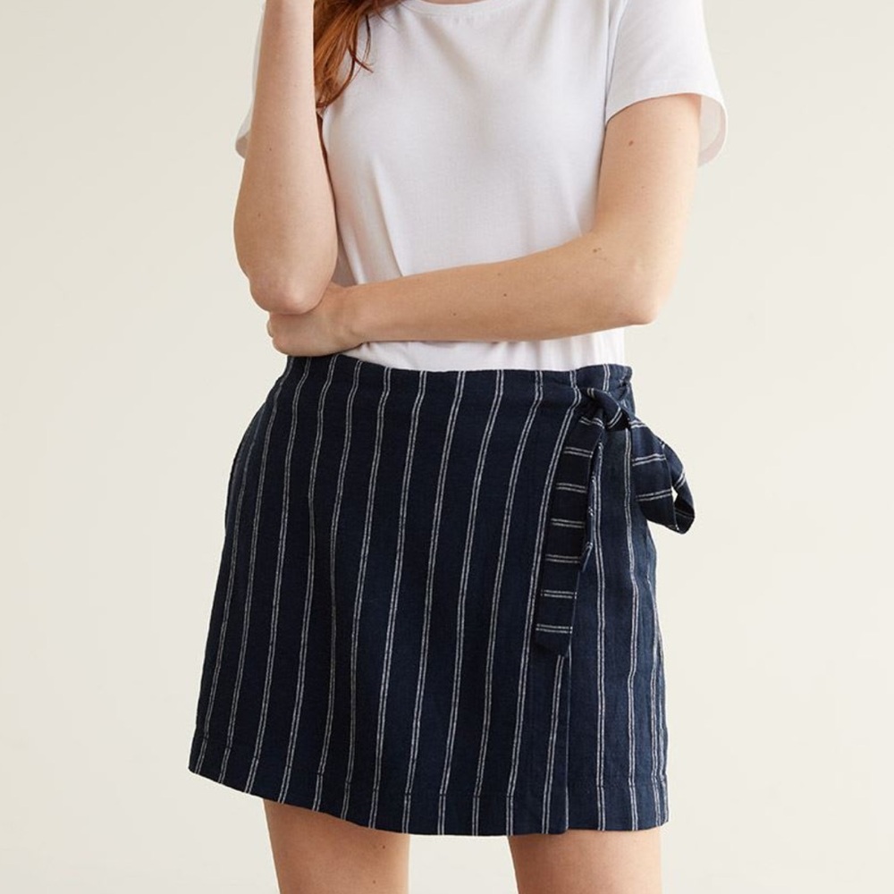 Linen Blend Wrap Skort